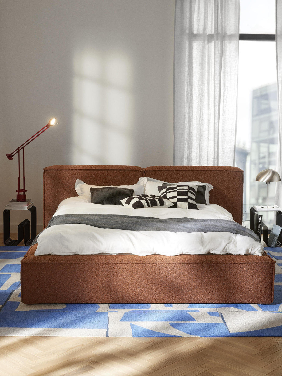 Lennard Bouclé Bed with Storage, Upholstered
