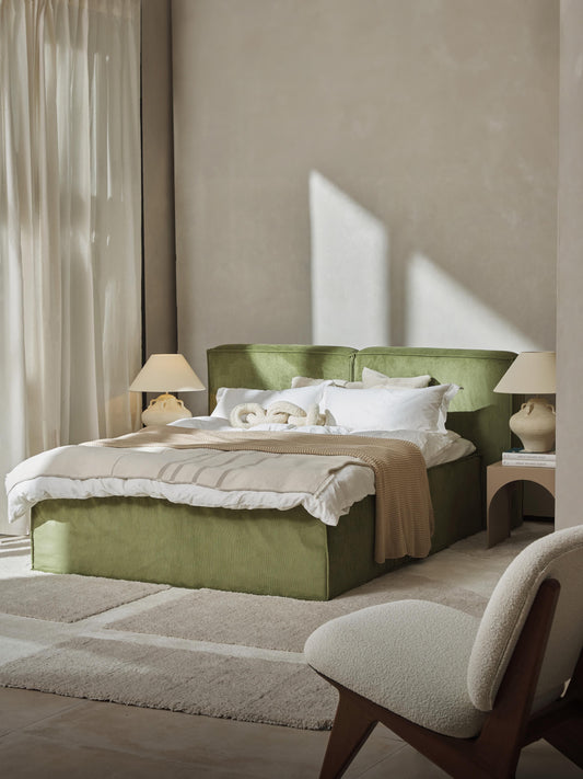 Lennard Corduroy Box Spring Bed