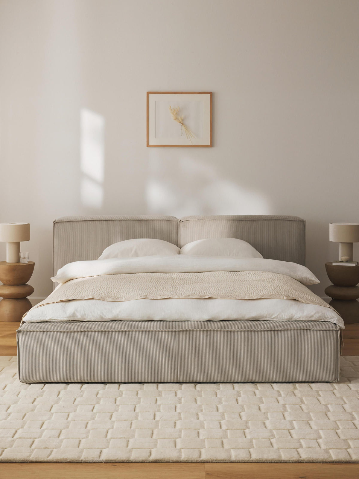 Lennard Corduroy Upholstered Bed with Storage