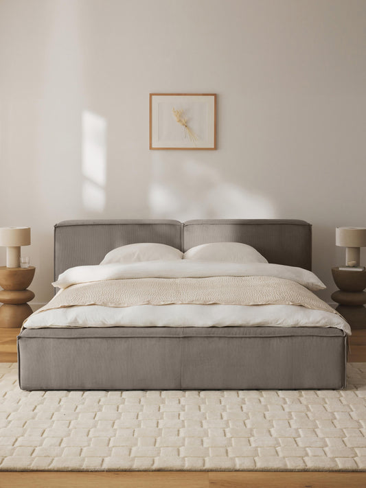 Lennard Corduroy Upholstered Bed with Storage