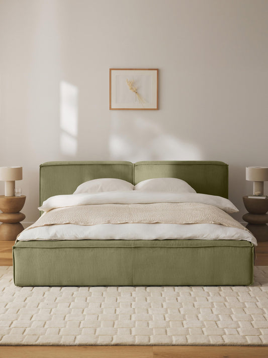 Lennard Corduroy Upholstered Bed with Storage