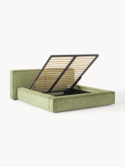 Lennard Corduroy Upholstered Bed with Storage