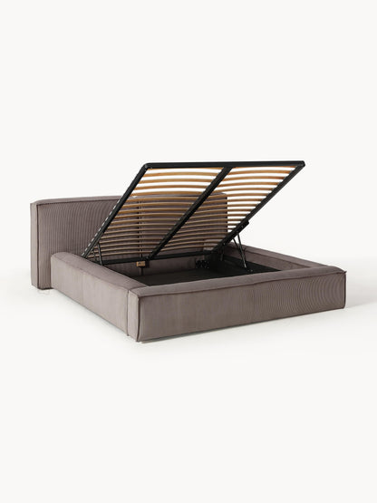 Lennard Corduroy Upholstered Bed with Storage