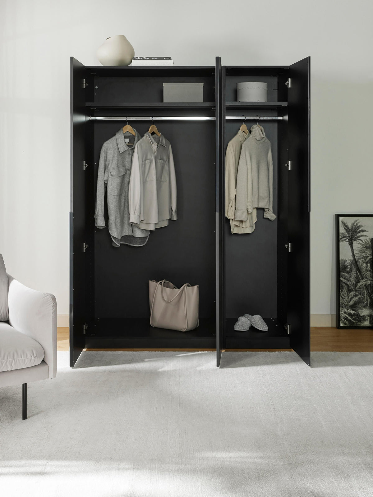 Leonis Hinged-Door Wardrobe, Modular, 150 cm Wide, in Various Sizes