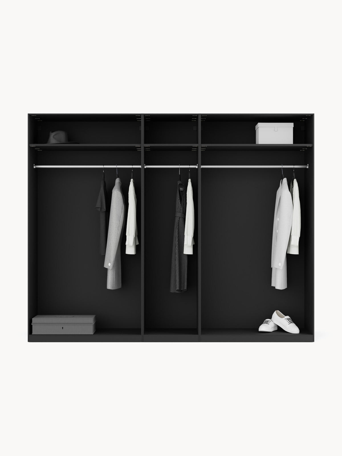 Leonis Hinged-Door Wardrobe, Modular, 250 cm Wide, in Various Sizes