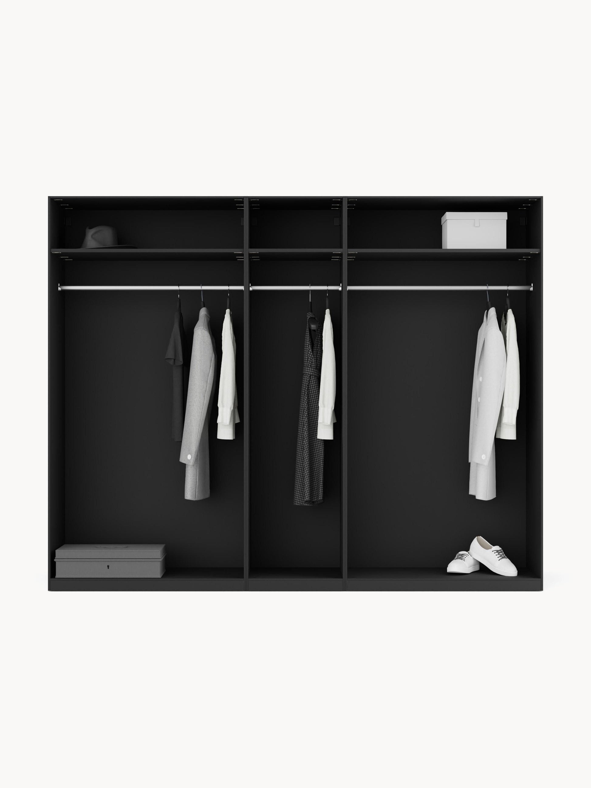 Leonis Hinged-Door Wardrobe, Modular, 250 cm Wide, in Various Sizes