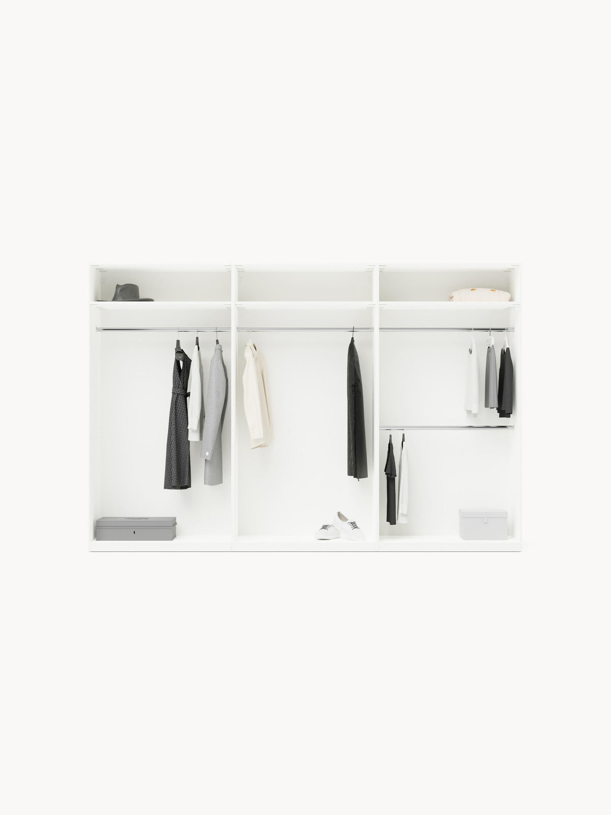Leonis Hinged-Door Wardrobe, Modular, 300 cm Wide, in Various Sizes