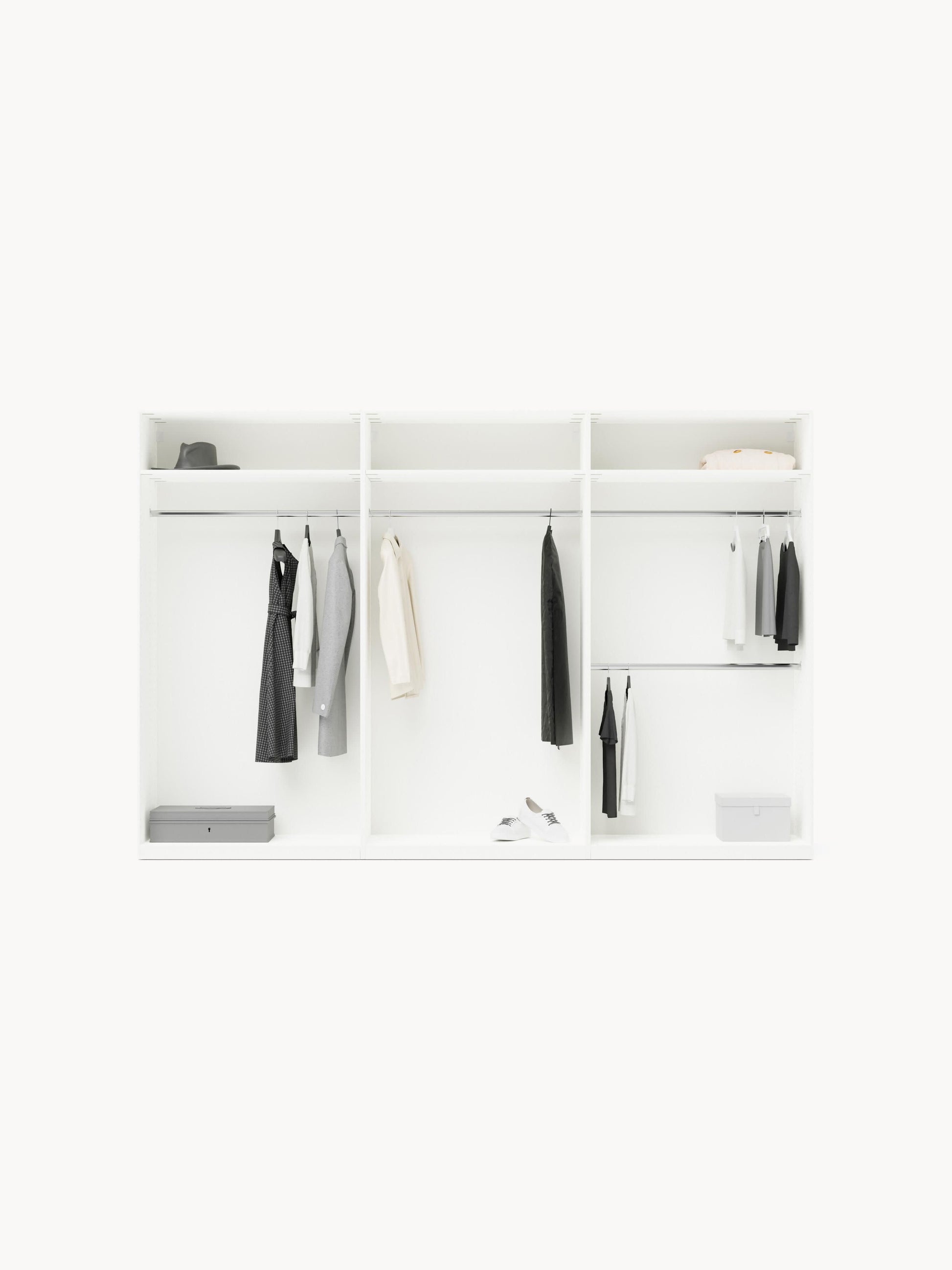 Leonis Hinged-Door Wardrobe, Modular, 300 cm Wide, in Various Sizes