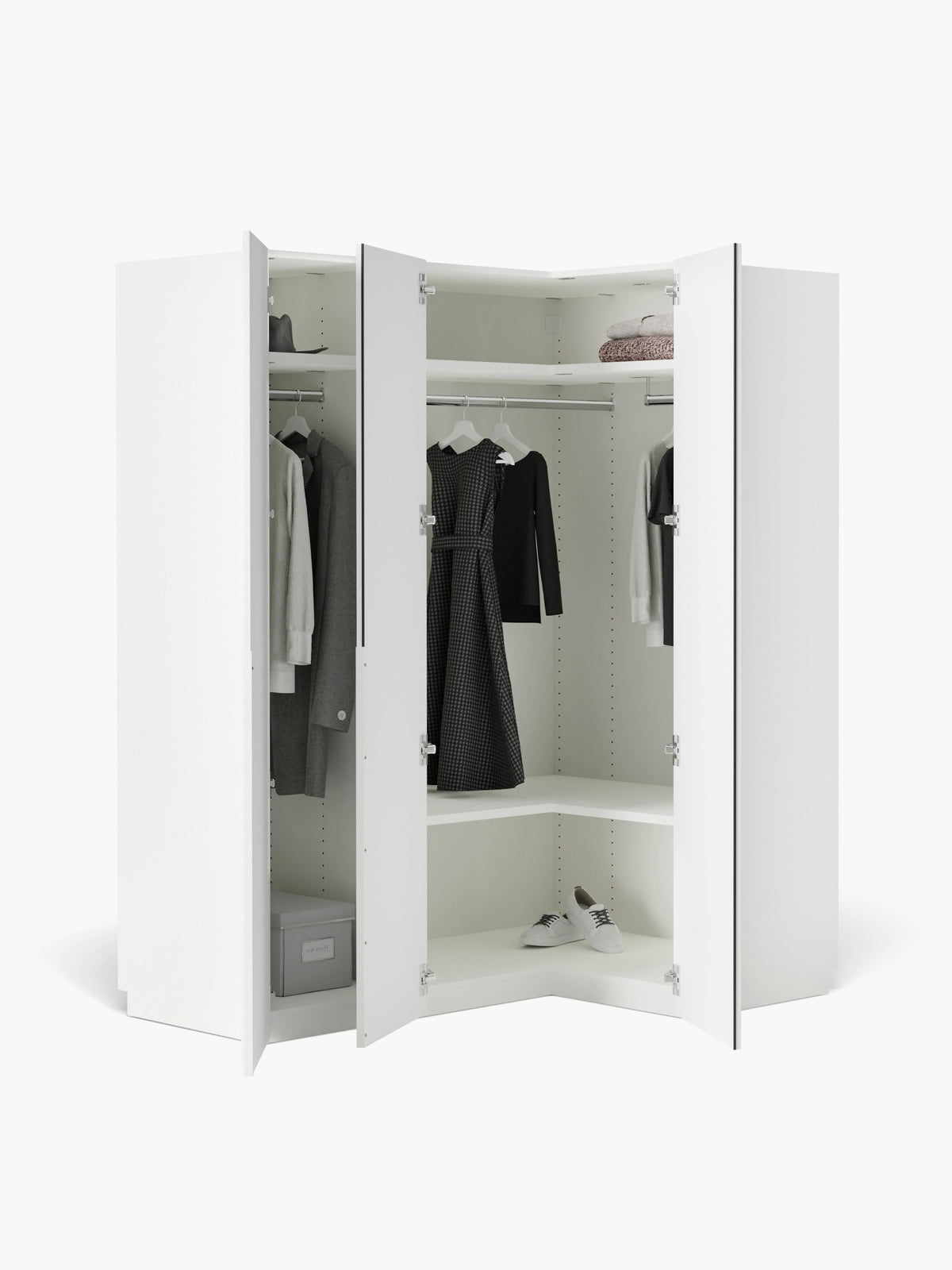 Leonis Modular Corner Wardrobe, 165 cm Wide, in Various Sizes