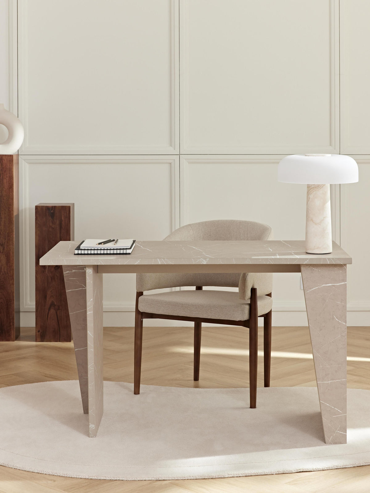 Liaven Desk in Travertine Look