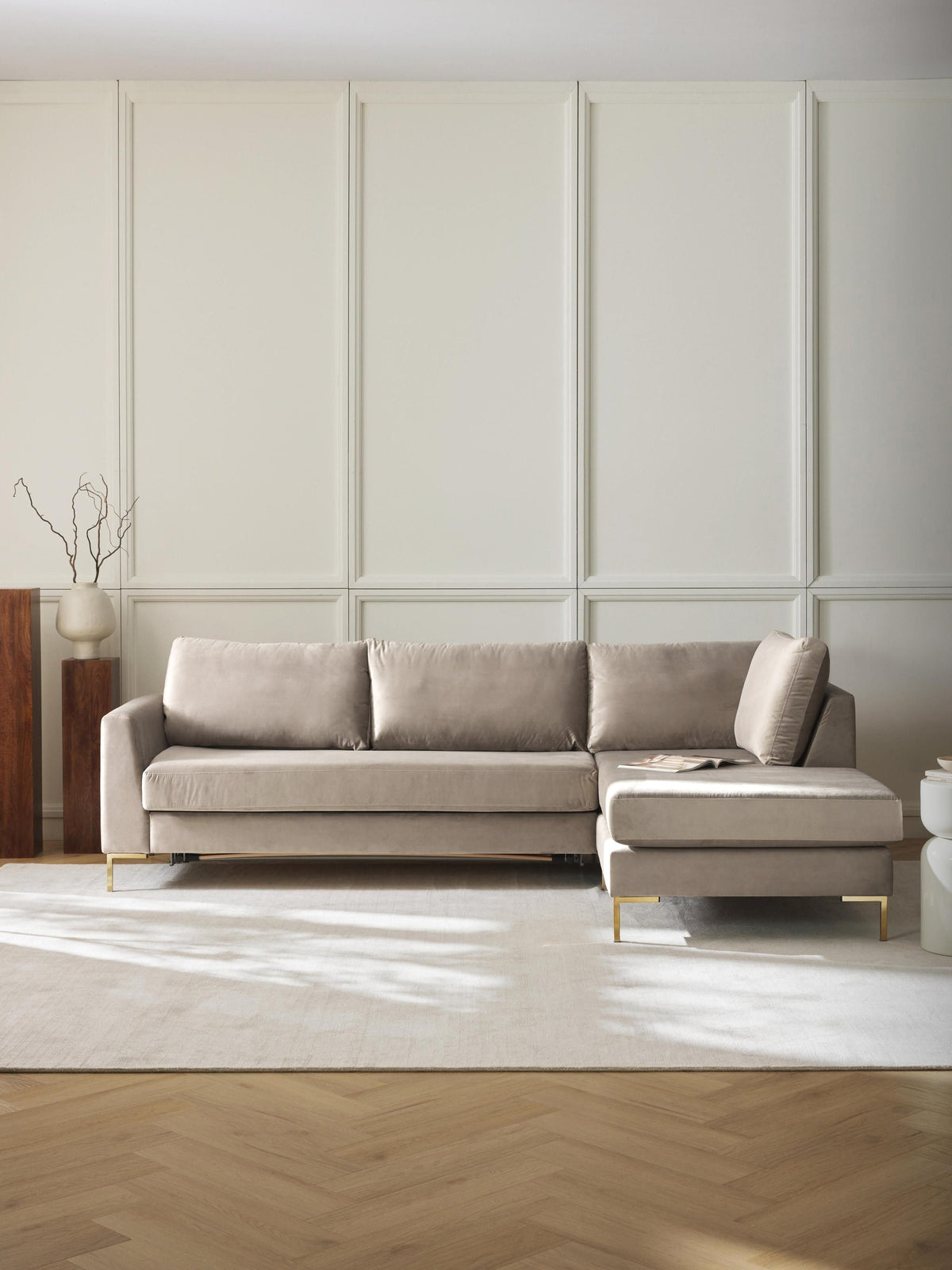 Lunelle Velvet Sofa Bed with Mattress, 3-Seater