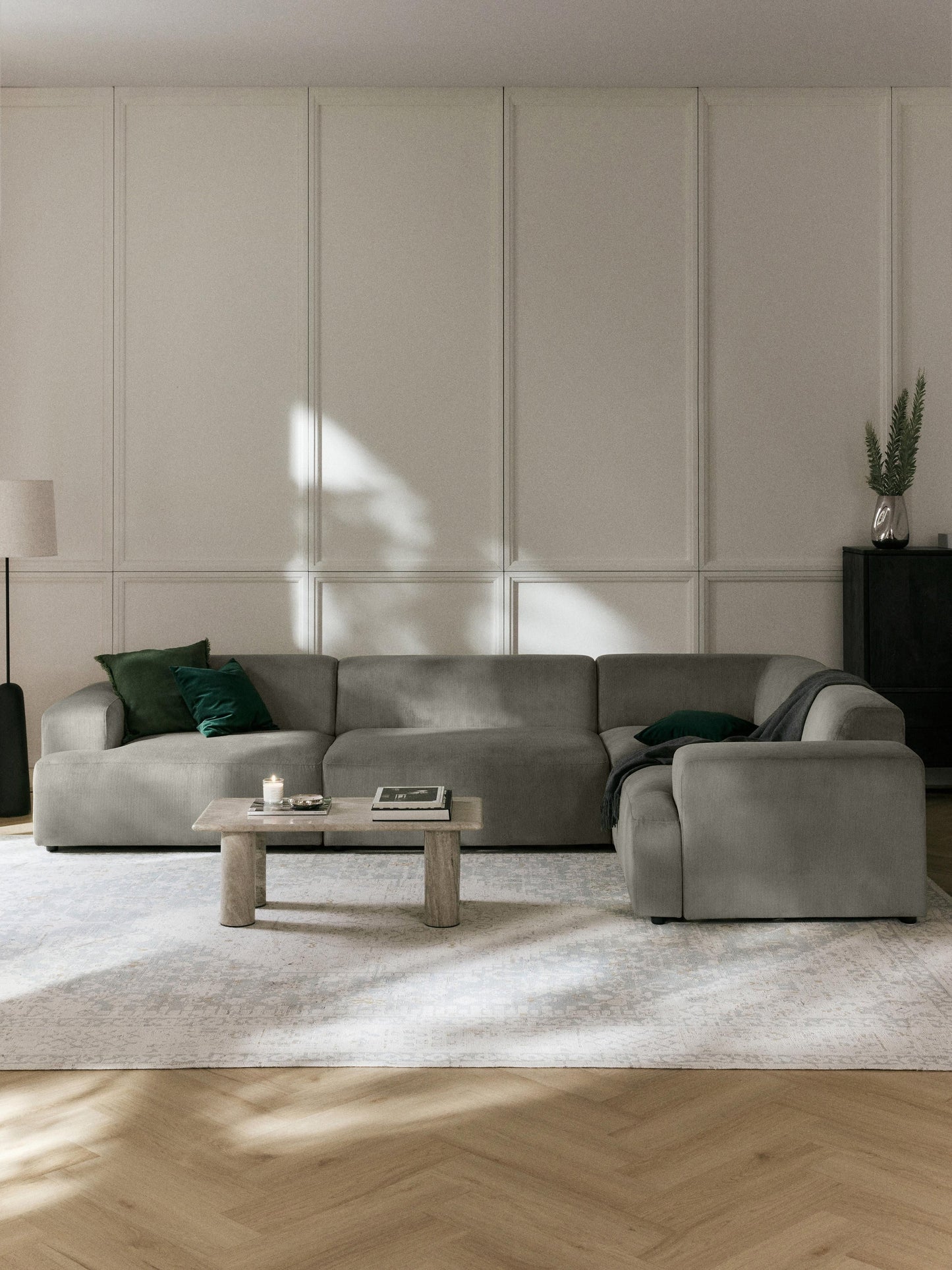 Melina Large Corduroy Corner Sofa (4-Seater)