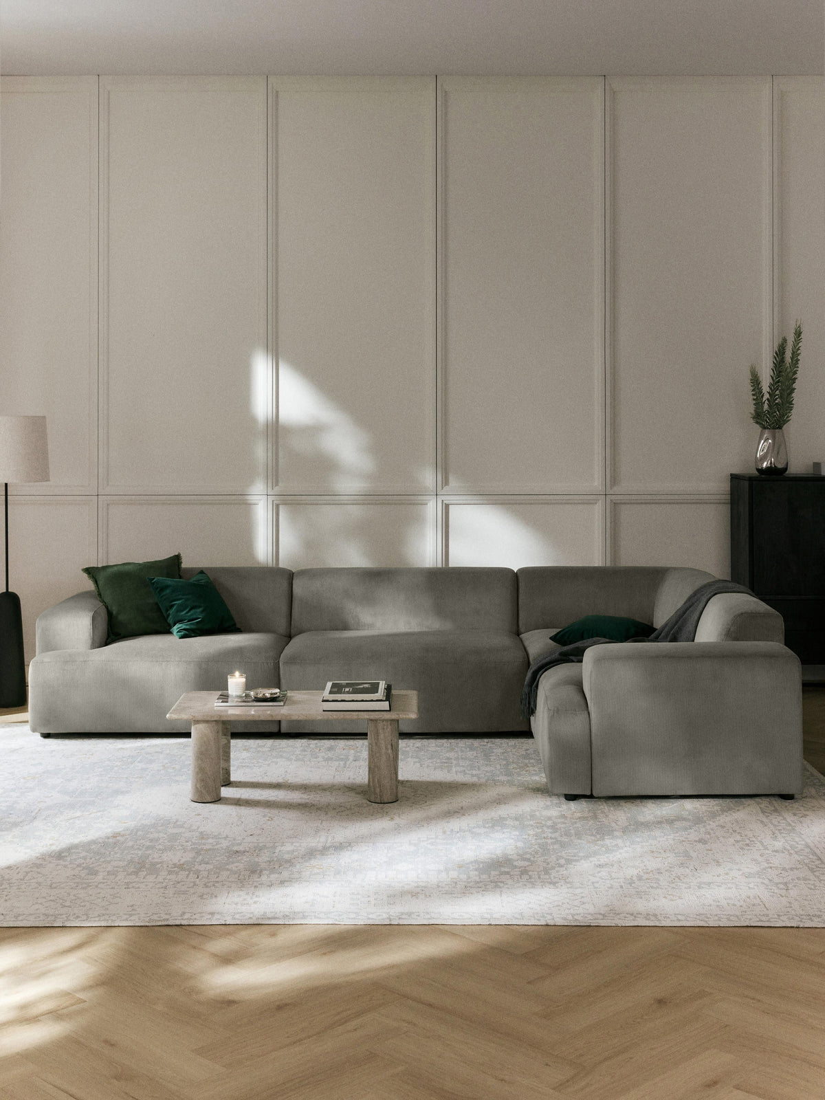 Melina Large Corduroy Corner Sofa (4-Seater)