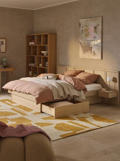 Nantova Wooden Bed with Bedside Tables and Headboard
