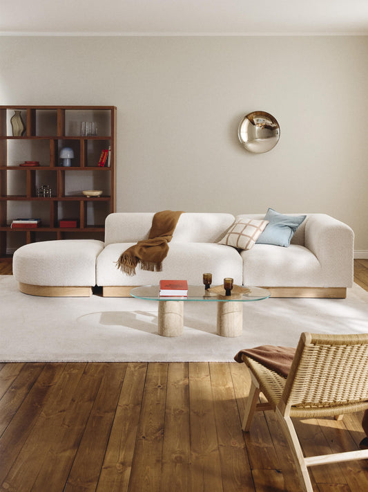 Natova Modular Teddy Bouclé Ottoman with Stool (Left/Right)