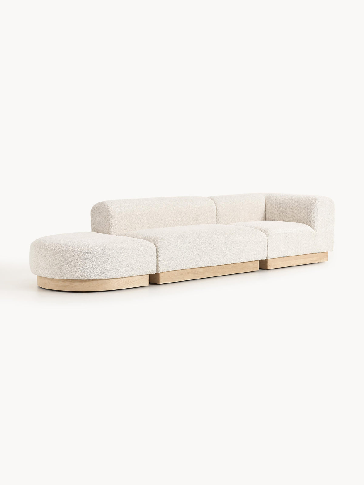 Natova Modular Teddy Bouclé Ottoman with Stool (Left/Right)