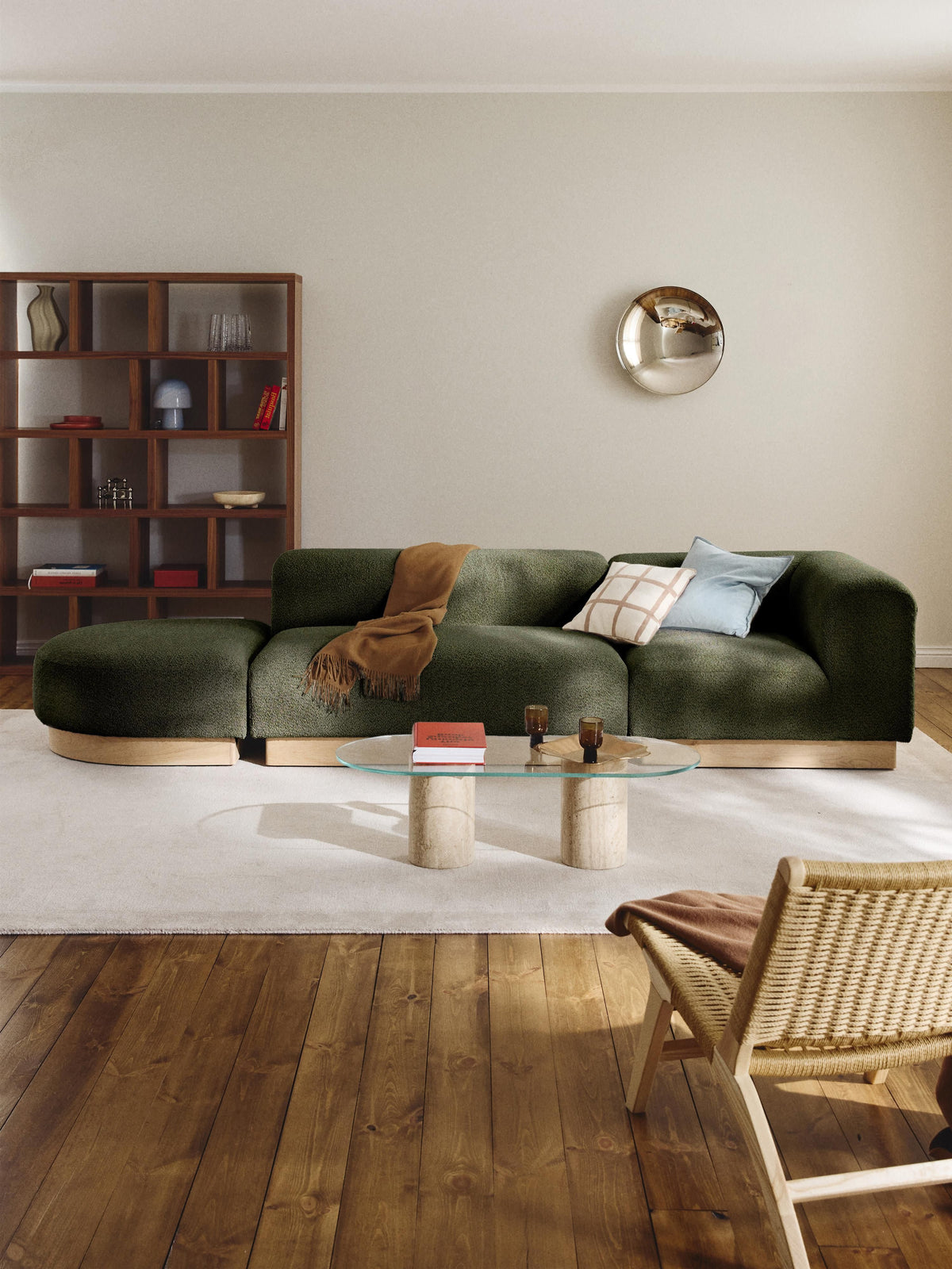 Natova Modular Teddy Bouclé Ottoman with Stool (Left/Right)