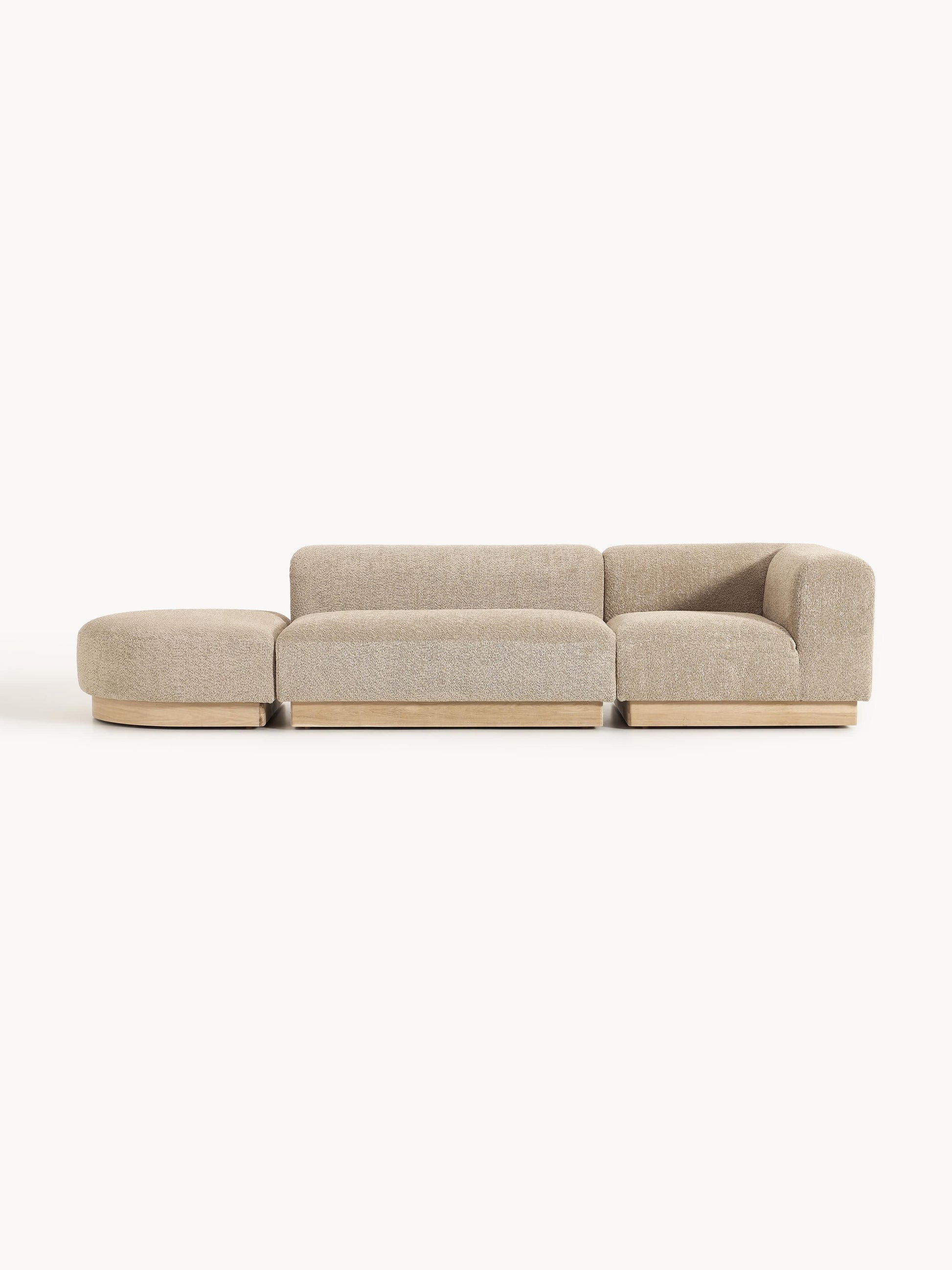 Natova Modular Teddy Bouclé Ottoman with Stool (Left/Right)