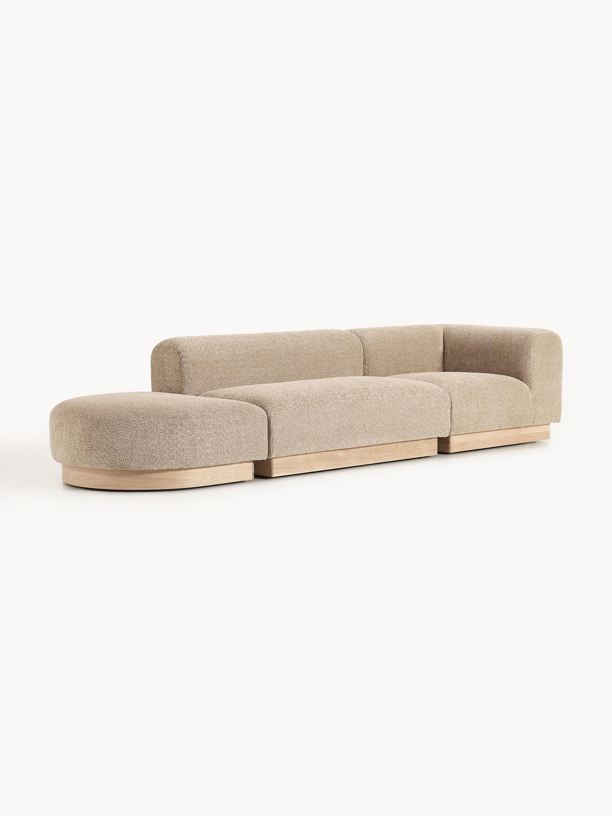 Natova Modular Teddy Bouclé Ottoman with Stool (Left/Right)