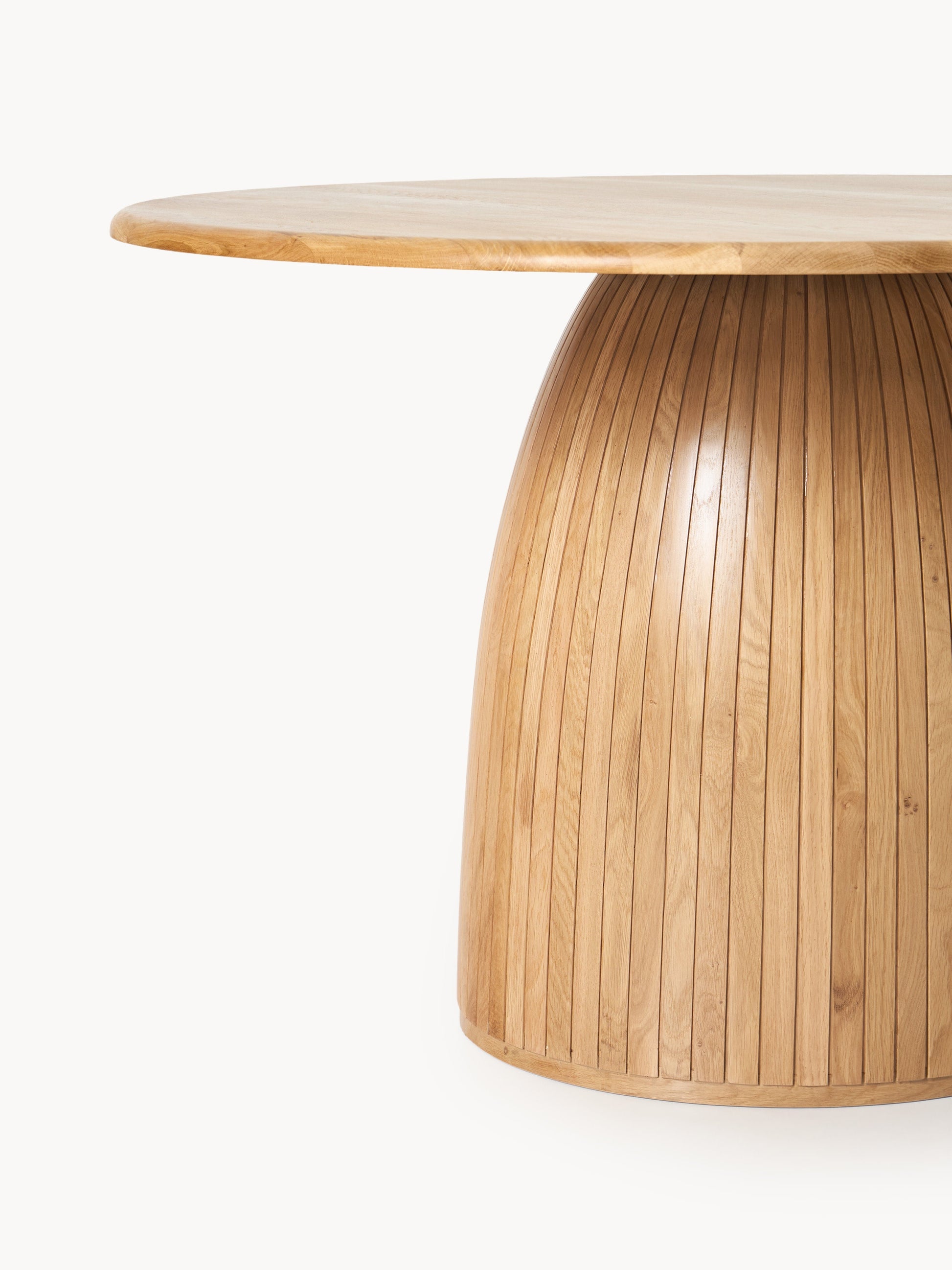 Nelvie Round Dining Table with Fluted Texture, in Various Sizes