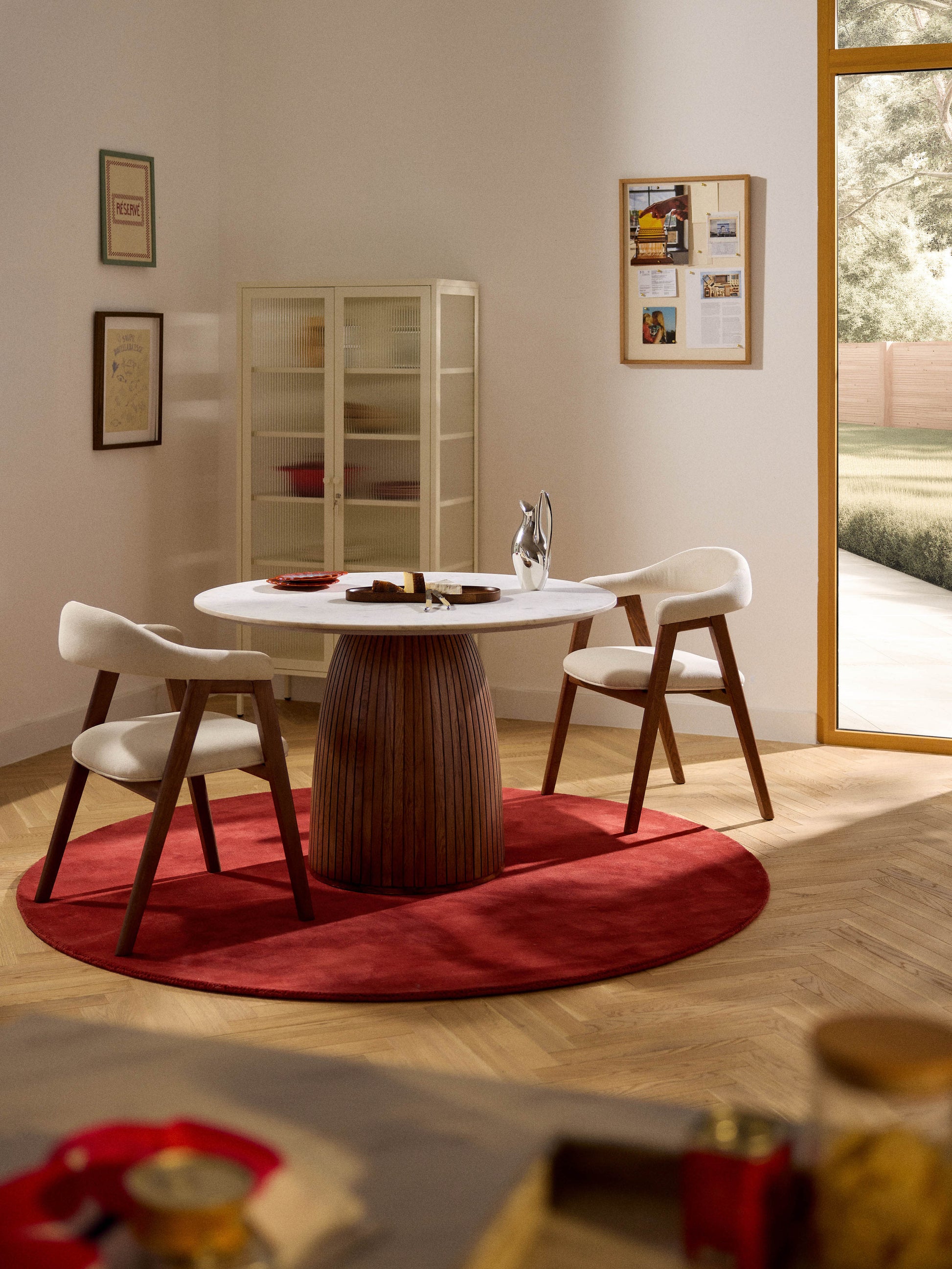 Nelvie Round Dining Table with Marble Tabletop, Ø 115 cm