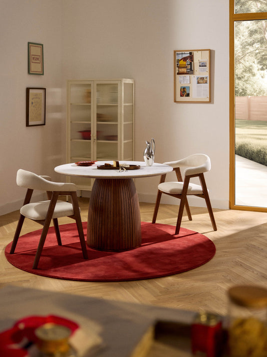 Nelvie Round Dining Table with Marble Tabletop, Ø 115 cm