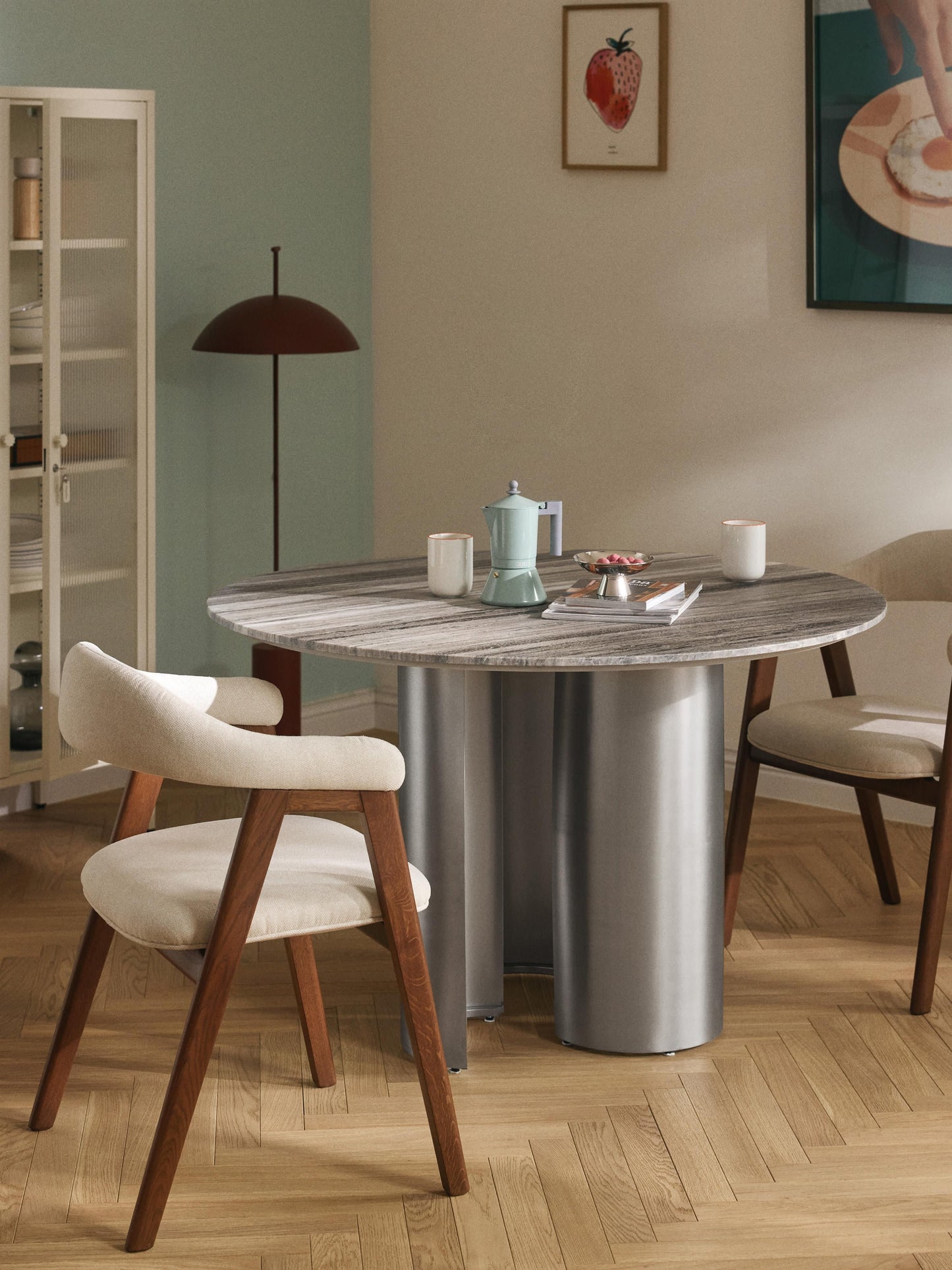 Noaven Round Dining Table with Marble Tabletop, Ø 120 cm
