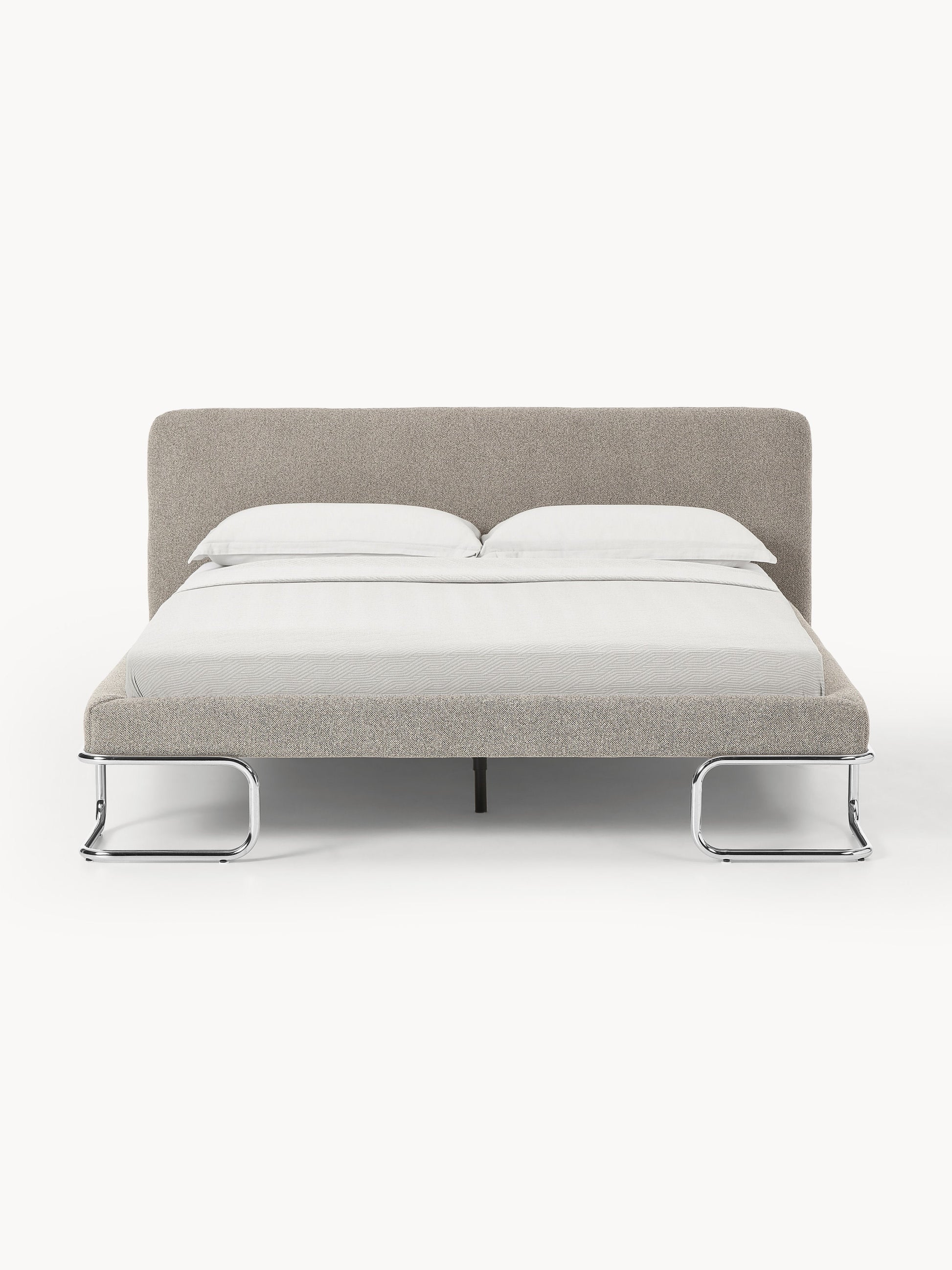 Olira Upholstered Bed in Bouclé with Metal Legs
