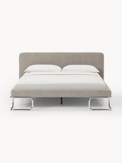 Olira Upholstered Bed in Bouclé with Metal Legs