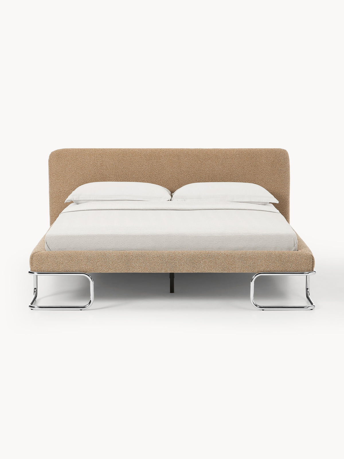Olira Upholstered Bed in Bouclé with Metal Legs