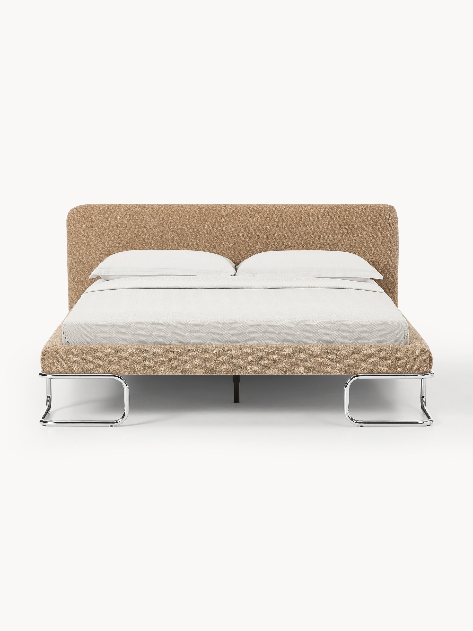 Olira Upholstered Bed in Bouclé with Metal Legs