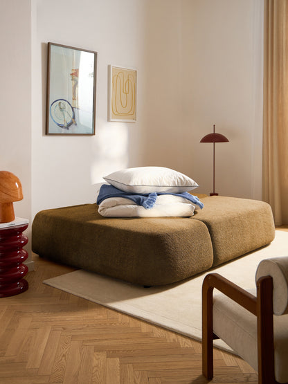 Paova Sofa Bed in Teddy Bouclé with Storage
