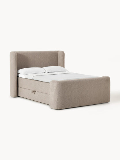 Perlana Bouclé Box Spring Bed with Storage