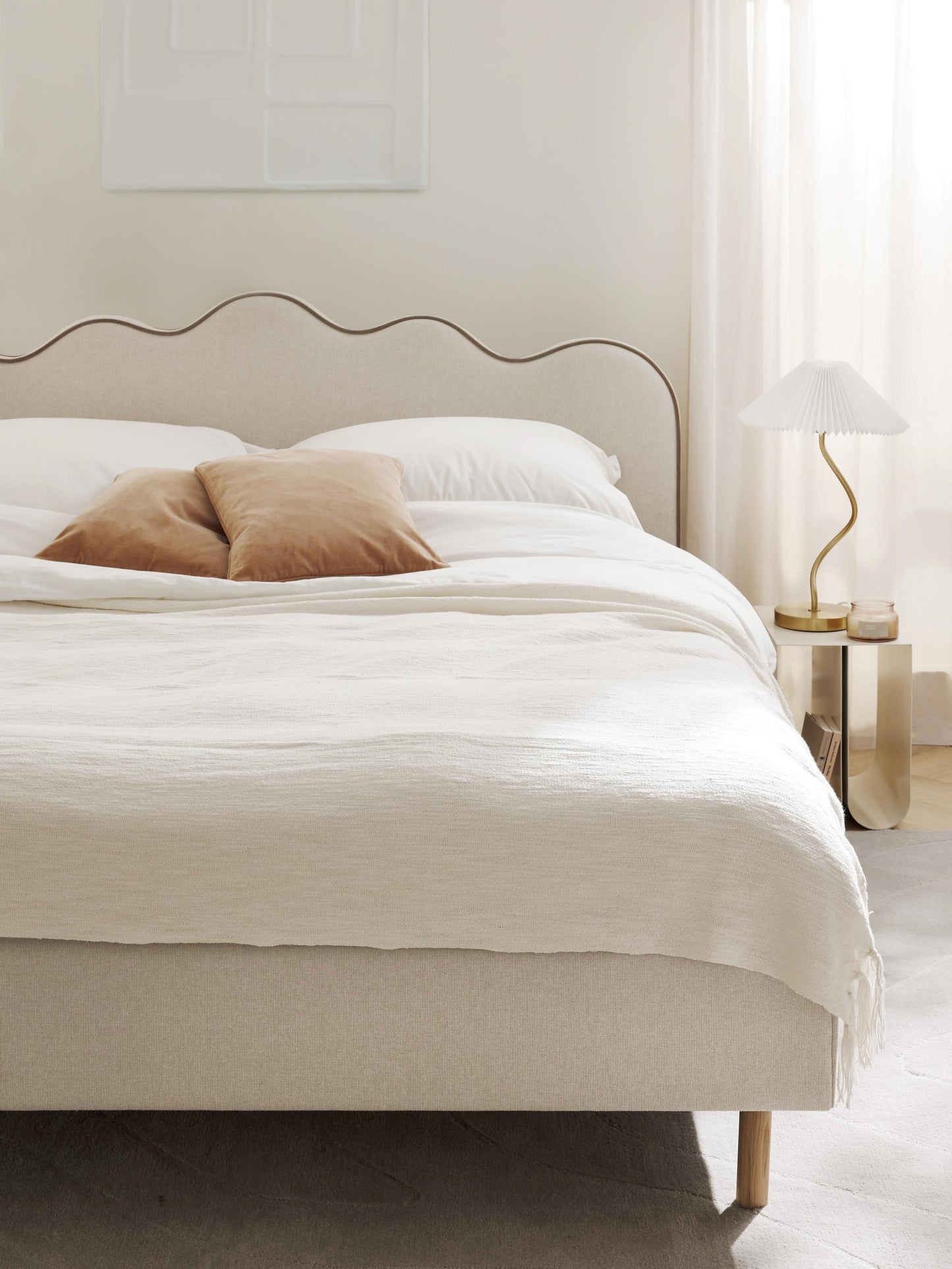 Romyra Upholstered Bed with Wavy Headboard