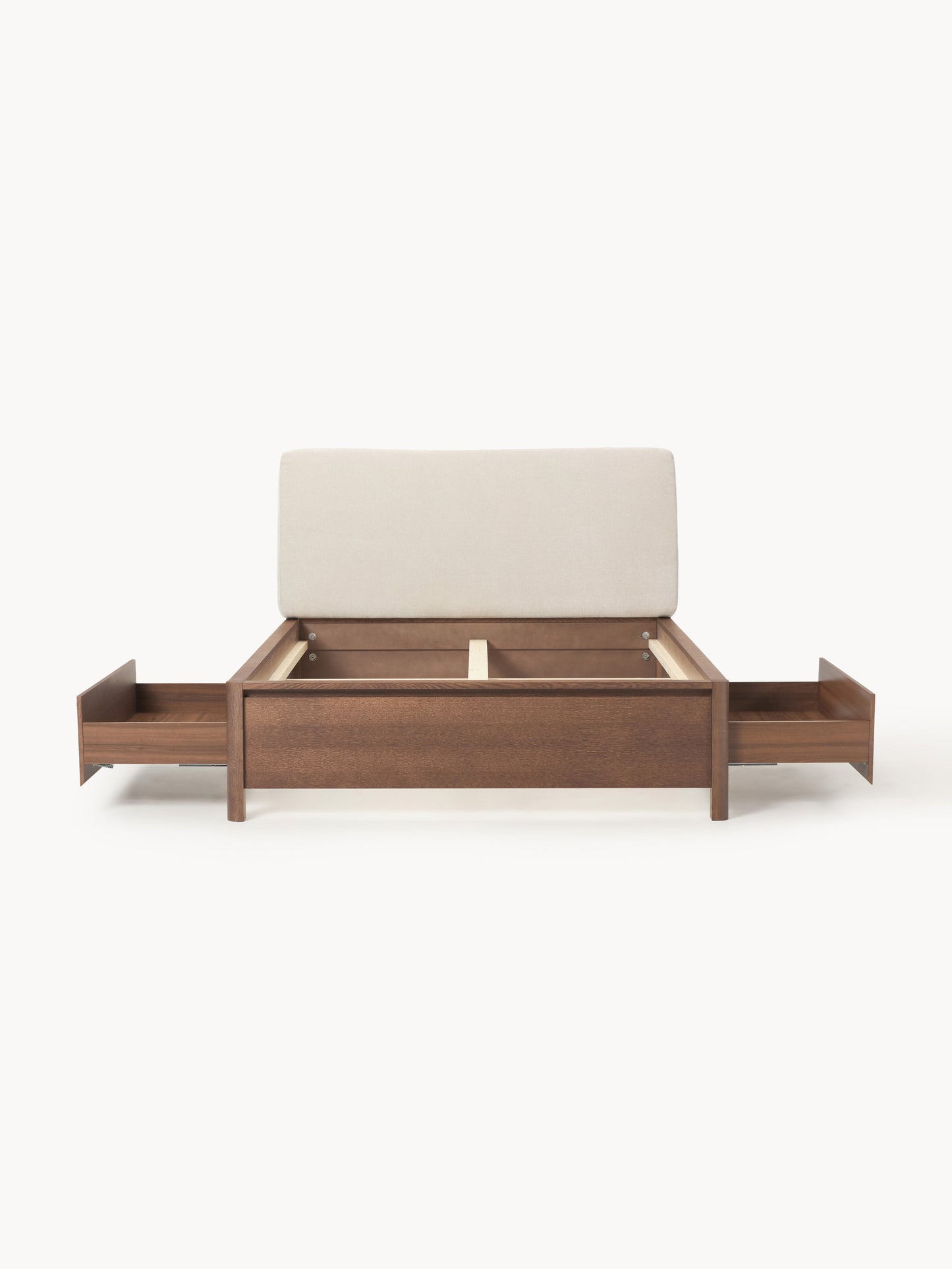 Santero Wooden Bed with Upholstered Headboard and Drawers