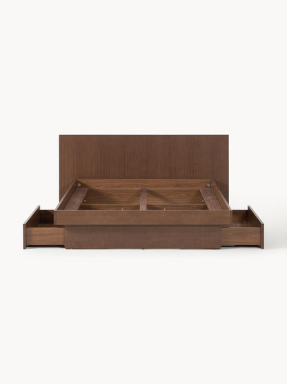 Satova Wooden Bed with Drawers and Headboard