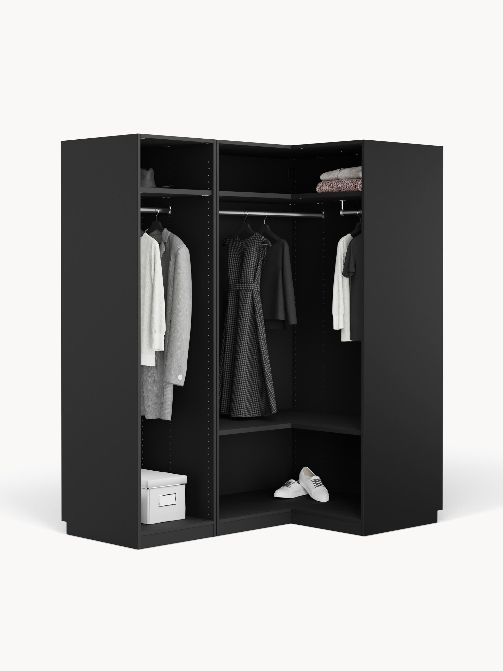 Simena Modular Corner Wardrobe, 165 cm Wide, in Various Sizes