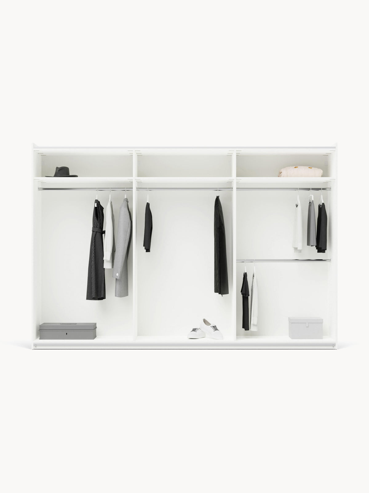 Simena Modular Sliding-Door Wardrobe, 300 cm Wide, in Various Sizes