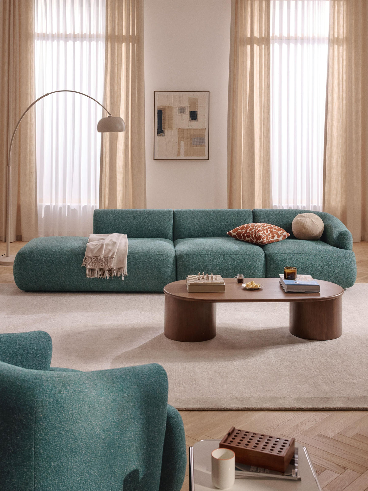 Sovia Bouclé Modular Chaise (2-Seater)