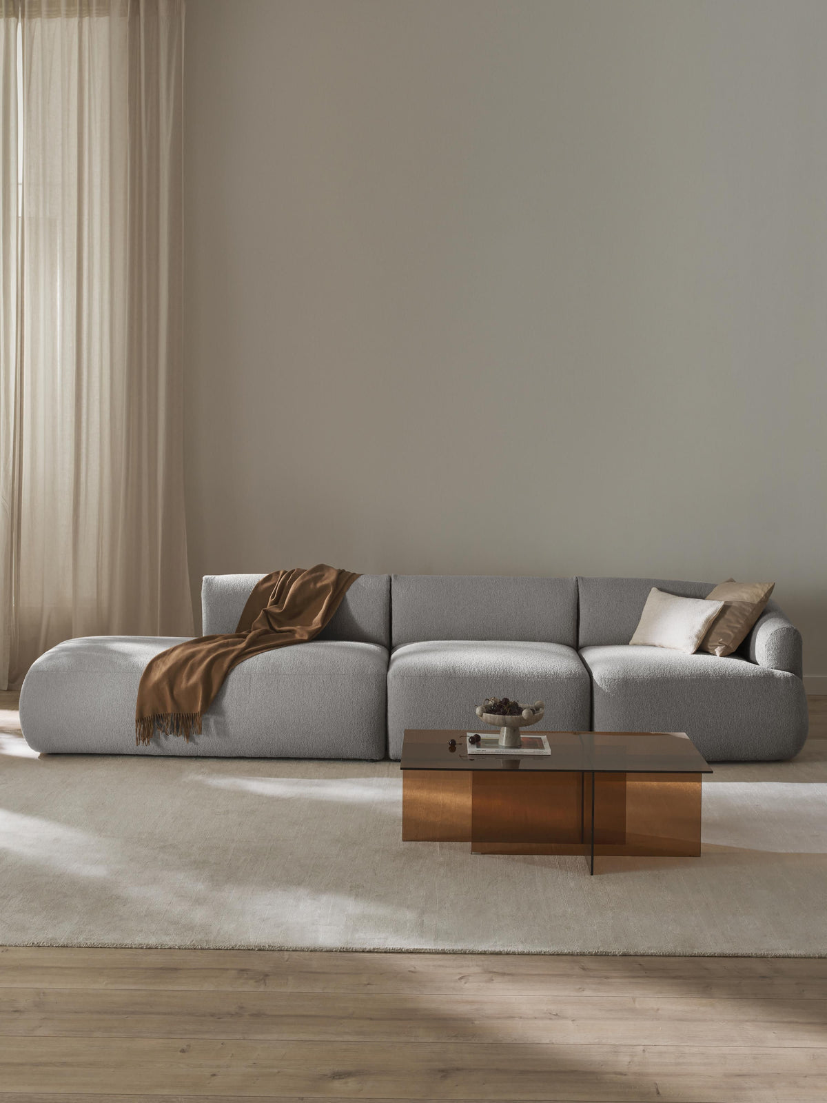 Sovia Bouclé Modular Chaise (2-Seater)
