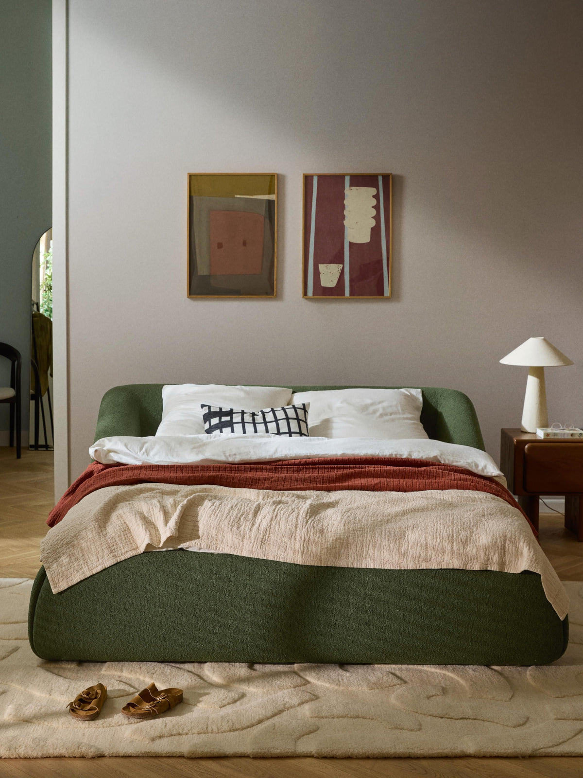 Sovia Bouclé Upholstered Bed