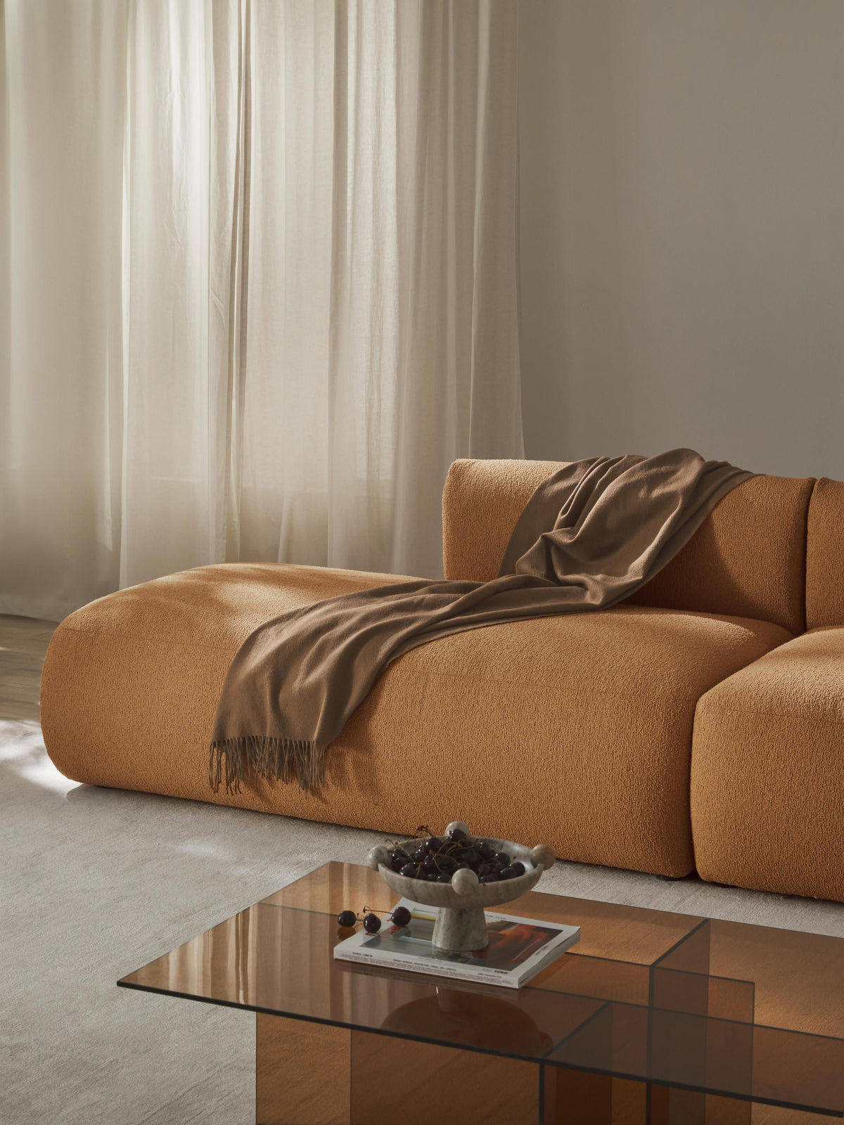 Sovia Chaise Module in Bouclé