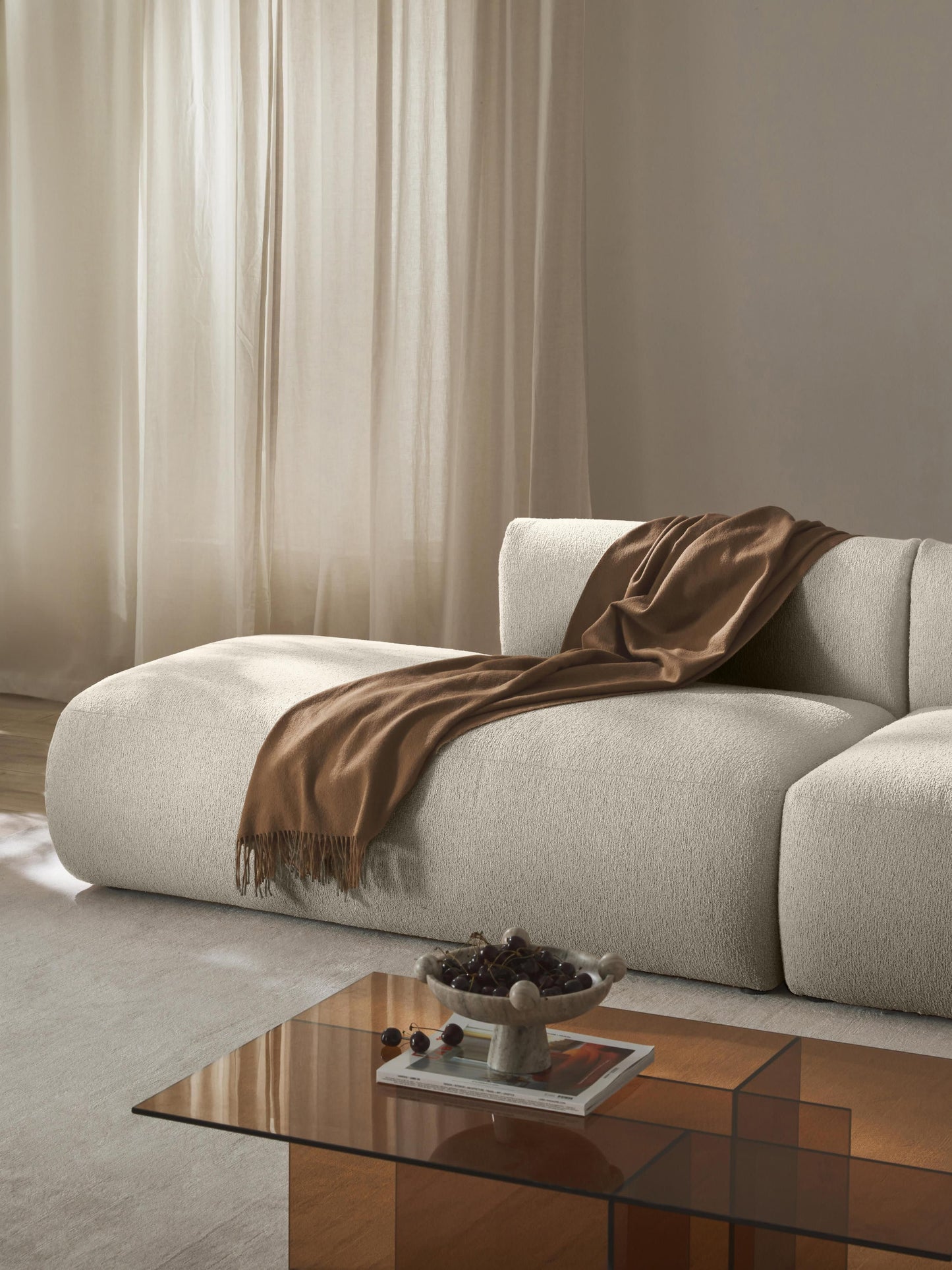 Sovia Chaise Module in Bouclé