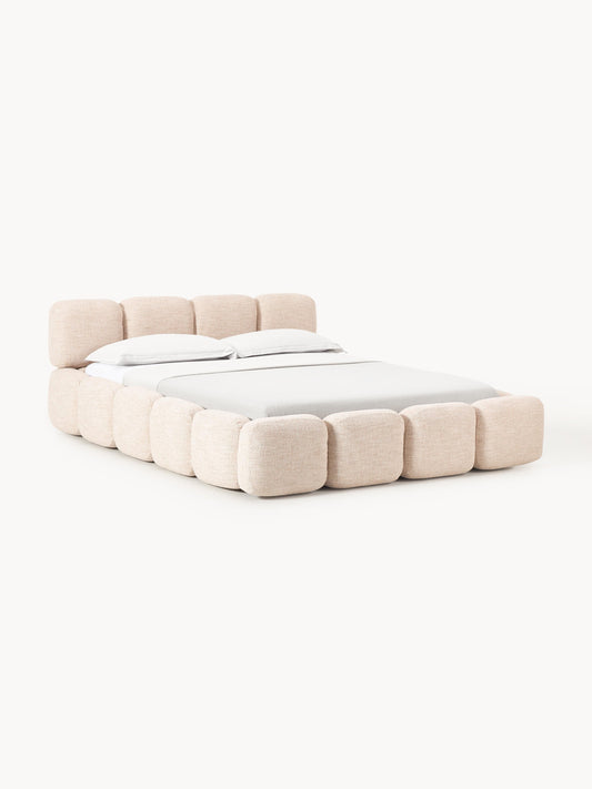Taylora Upholstered Bed in Bouclé with Storage