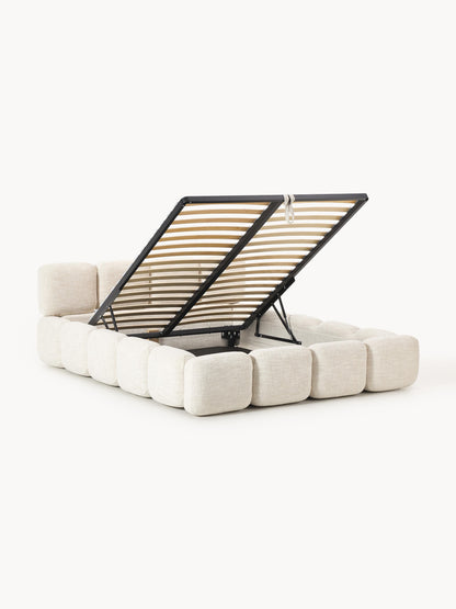 Taylora Upholstered Bed in Bouclé with Storage