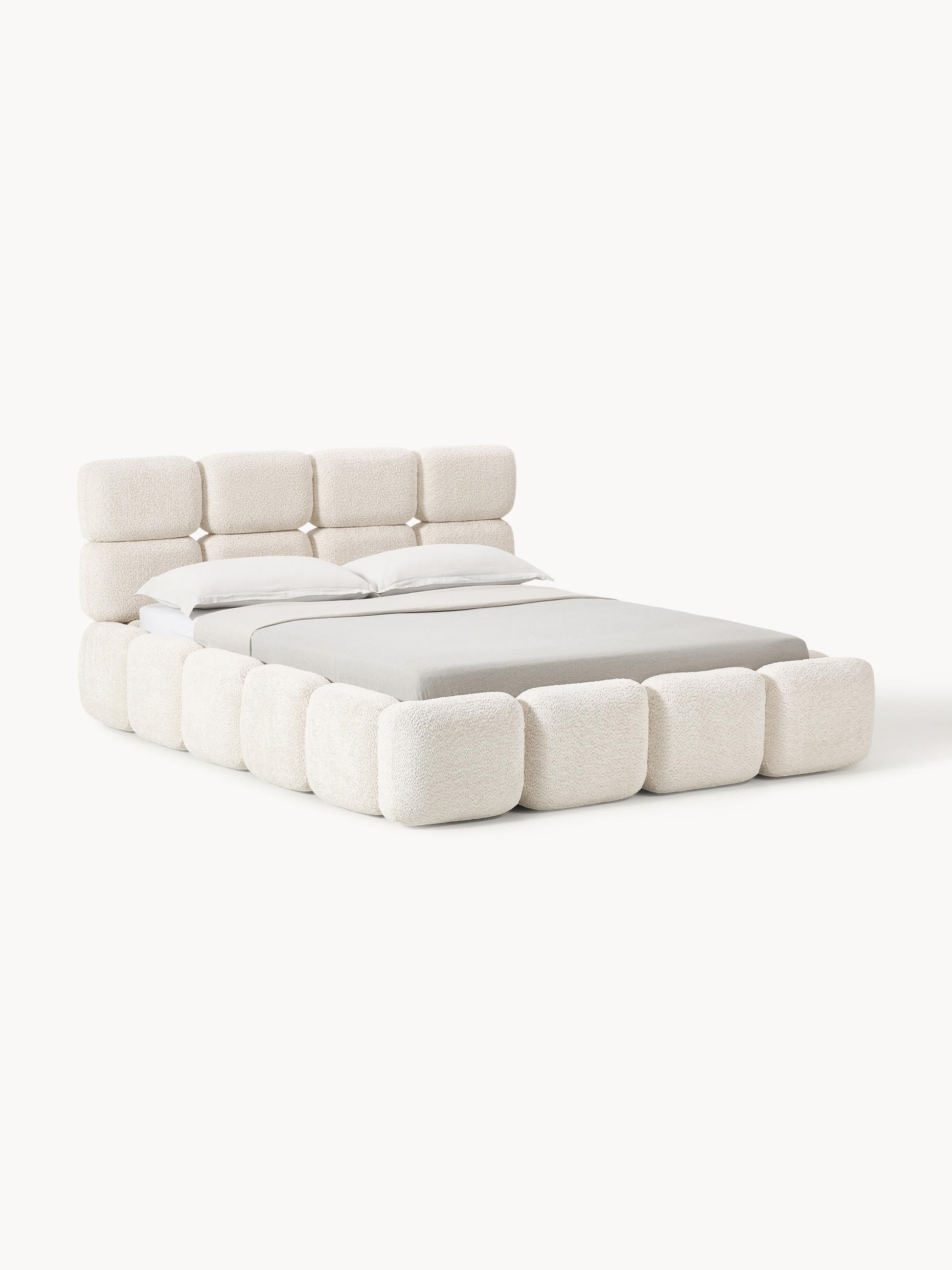 Taylora Upholstered Bed in Teddy Bouclé with Storage