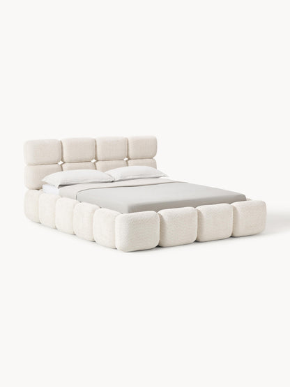 Taylora Upholstered Bed in Teddy Bouclé with Storage