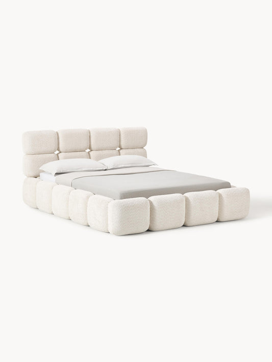 Taylora Upholstered Bed in Teddy Bouclé with Storage