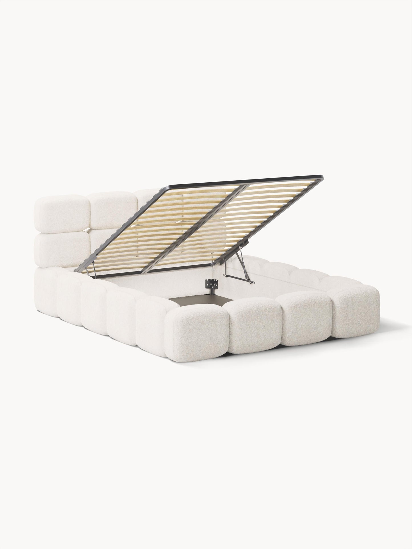 Taylora Upholstered Bed in Teddy Bouclé with Storage