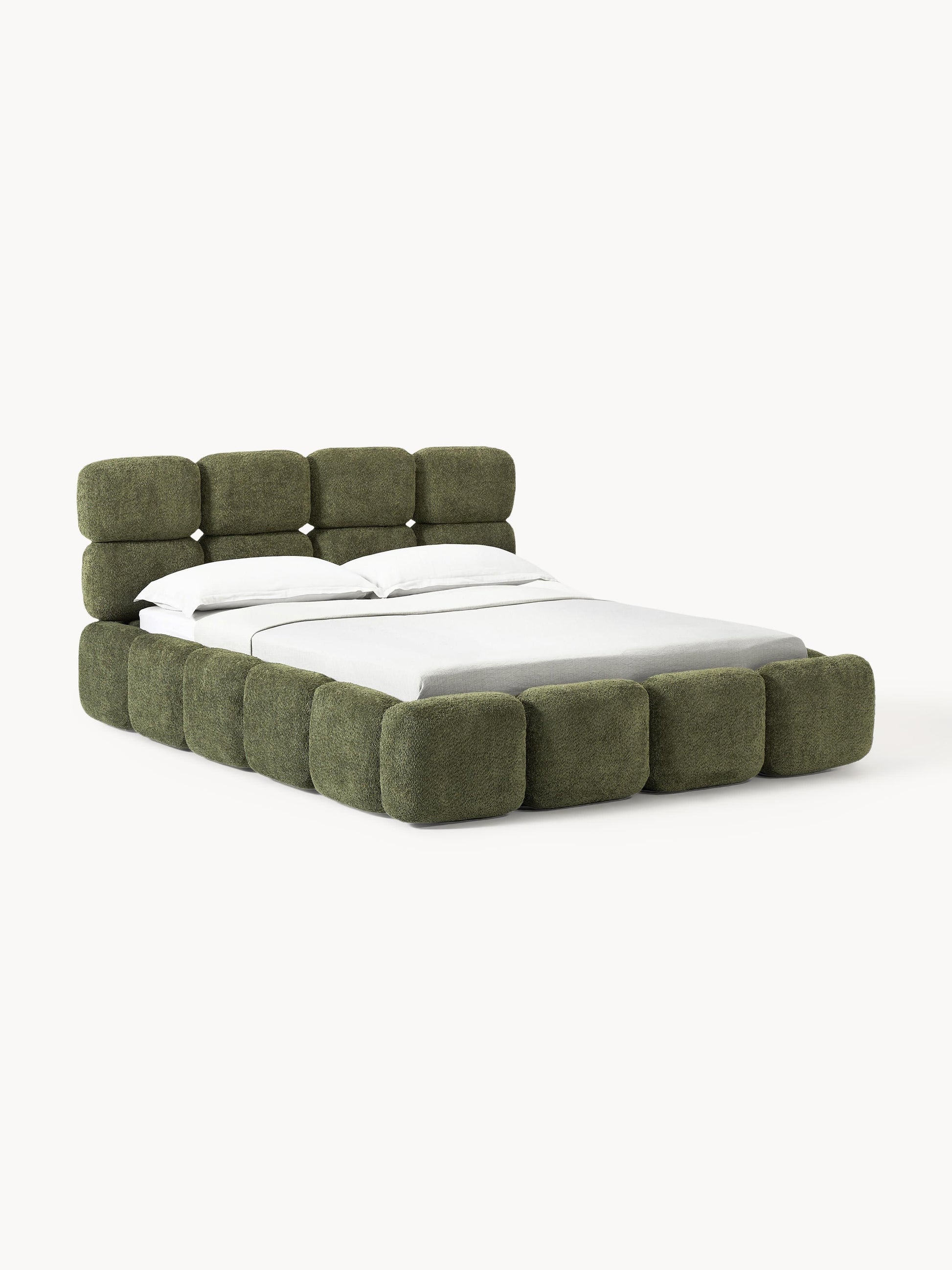 Taylora Upholstered Bed in Teddy Bouclé with Storage